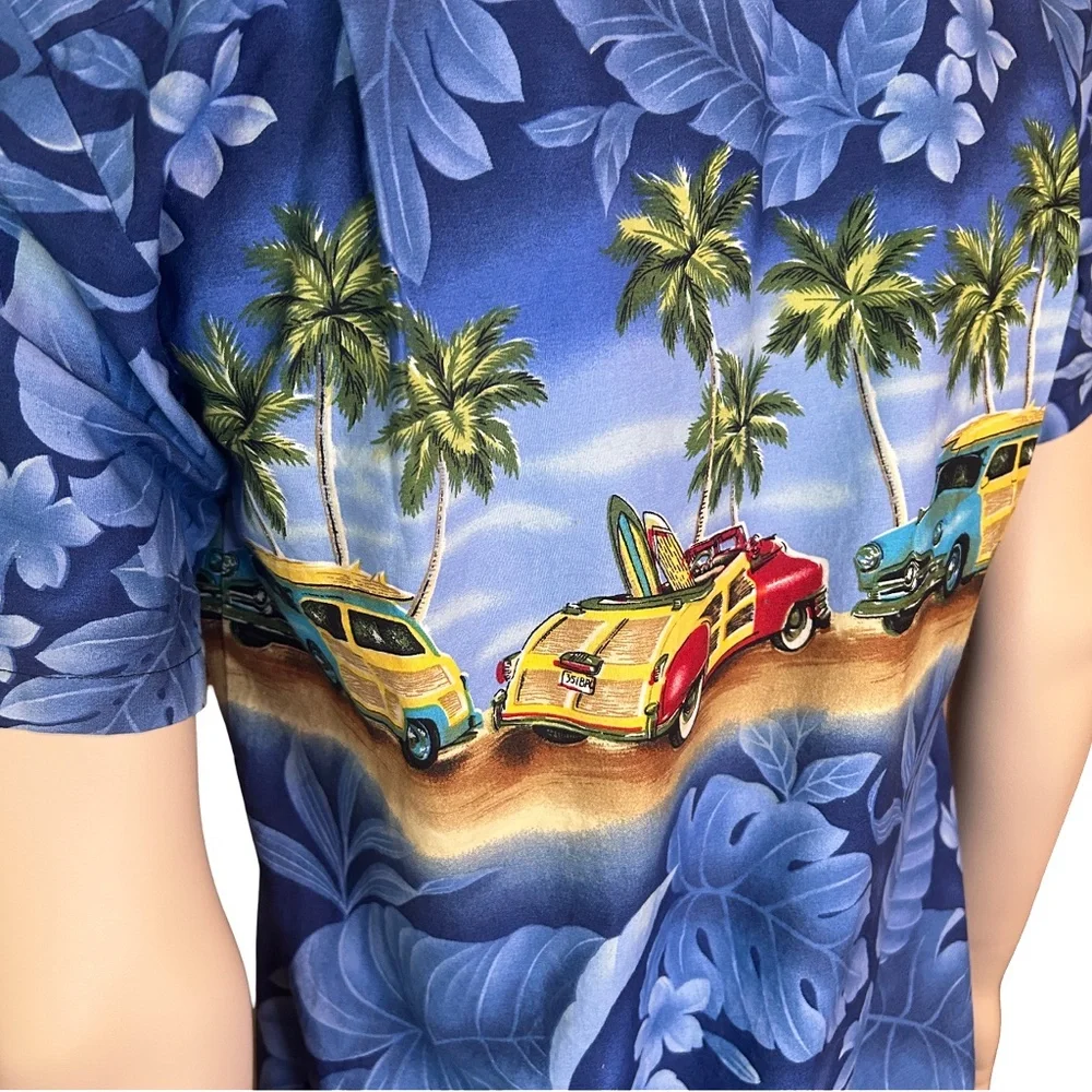 AL HA Republic Hawaiian Shirt Tiki Vintage 90s Chemise Woody Wagons Surf Boards - Picture 11 of 15